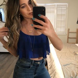 Flowy Blue Crop Top Chiffon